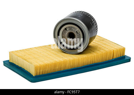 Auto Filter close-up, Auto Ersatzteil, isoliert auf weißem Hintergrund Stockfoto