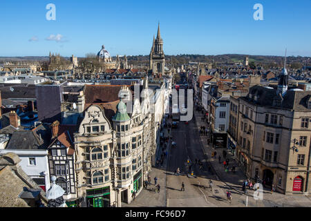 Ansicht von Oxford von Carfax Tower, Oxford, Oxfordshire, England, Vereinigtes Königreich, Europa Stockfoto