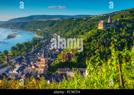 Bacharach am Fluss Rhein, Rheinland Pfalz, Deutschland, Europa Stockfoto