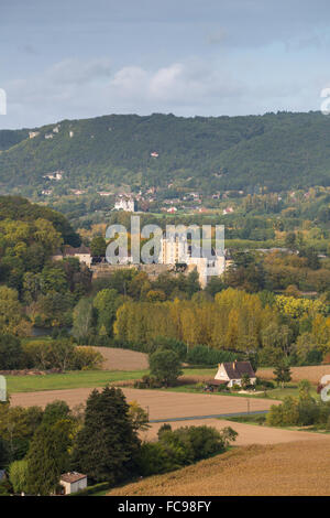 Castelnaud-la-Chapelle Schloss und Dorf, Dordogne, Frankreich Stockfoto