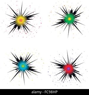 Cartoon Explosionseffekt mit Partikeln Stock Vektor