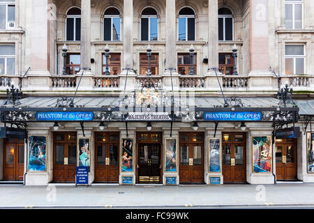 Ihr Majestys Theater im Zentrum von London zeigt das Phantom der Oper Stockfoto