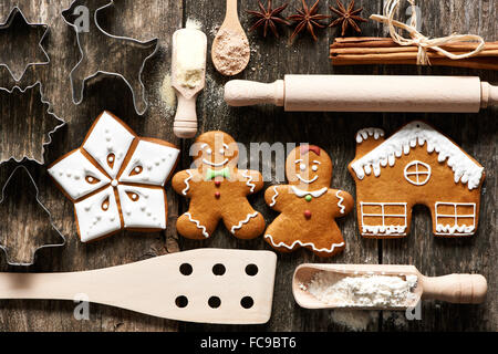 Hausgemachter Lebkuchen Weihnachtsplätzchen Stockfoto