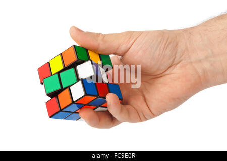 Würfel Puzzle in der hand Stockfoto