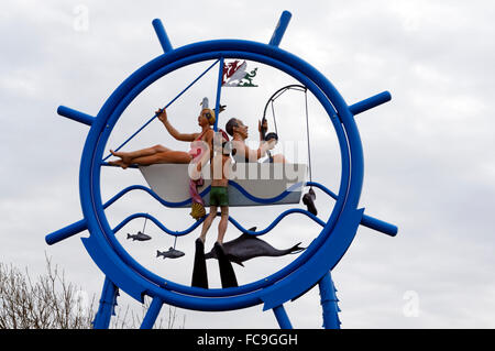 Willkommen Sie bei Barry Island Zeichen, Barry Island, Vale of Glamorgan, South Wales, UK. Stockfoto