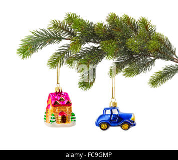 Weihnachtsbaum und Spielzeug Stockfoto