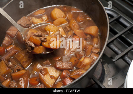 In einem Topf kochen leckere Rindfleisch-Eintopf Stockfoto