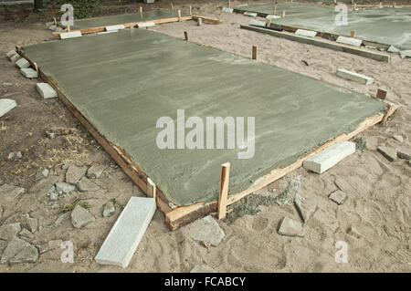 Frisch gegossen Betonplatte Stockfoto