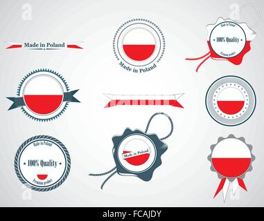 Hergestellt in Polen - Dichtungen, Abzeichen. Stock Vektor