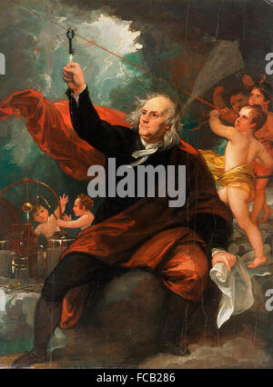 Benjamin Franklin Zeichnung Strom vom Himmel von Benjamin West, c.1816 Stockfoto