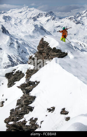 Skifahren in den Bergen des Val d ' Isere, Frankreich Stockfoto