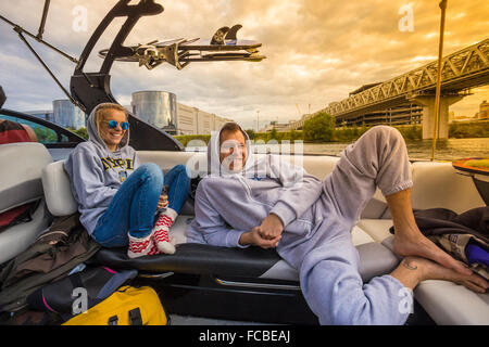 Herbst-Wake surfen. Stockfoto