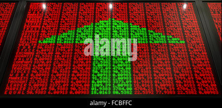 Ein Flachstück eine digitale Börse Anzeigetafel mit grünen Zahlen, aus denen eine nach oben mit Blick auf Pfeil Stockfoto