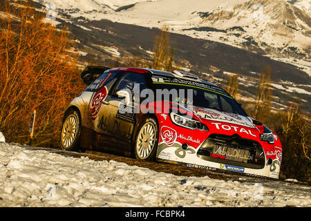 Monte Carlo, Monaco, Frankreich. 20. Januar 2016. WRC Rallye Monte Carlo 2016. Kris Meeke (GBR) Abu Dhabi Total World Rally Team Citroen © Aktion Plus Sport/Alamy Live-Nachrichten Stockfoto