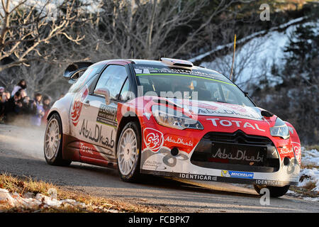 Monte Carlo, Monaco, Frankreich. 20. Januar 2016. WRC Rallye Monte Carlo 2016. Kris Meeke (GBR) Abu Dhabi Total World Rally Team Citroen © Aktion Plus Sport/Alamy Live-Nachrichten Stockfoto