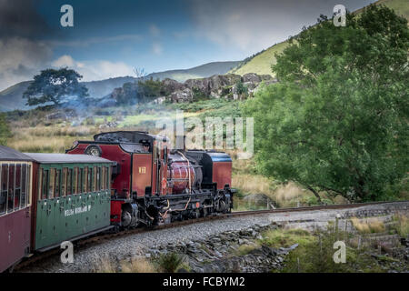 eine Dampfmaschine auf der Welsh Highland railway Stockfoto