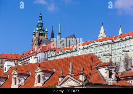 Die Prager Burg Hradschin, Prag, Tschechische Republik, Europa, weltweit bekannte Gebäude Stockfoto