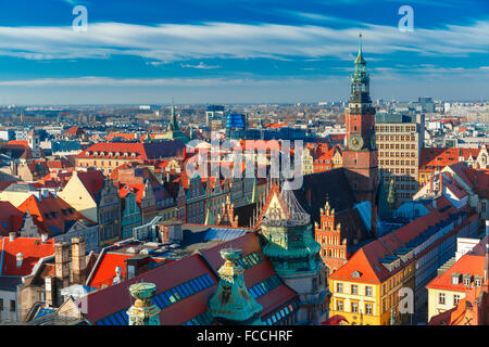 Luftaufnahme von Breslau am Morgen Stockfoto