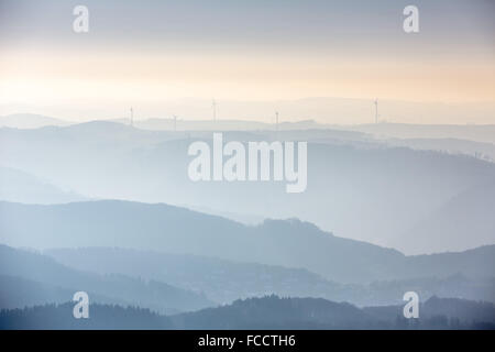 Luftaufnahme, Windkraftanlagen auf den Höhen des Sauerlandes, nördlichen Ostsauerländer Gebirgsrand Eslohe (Sauerland) Sauerland, Stockfoto