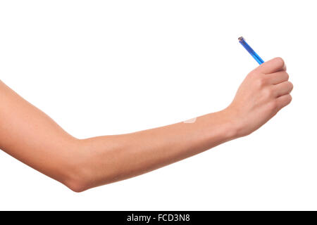 Sie schrieb in Stift. Stockfoto