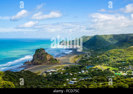 Piha Beach befindet sich an der Westküste in Auckland, Neuseeland. Stockfoto