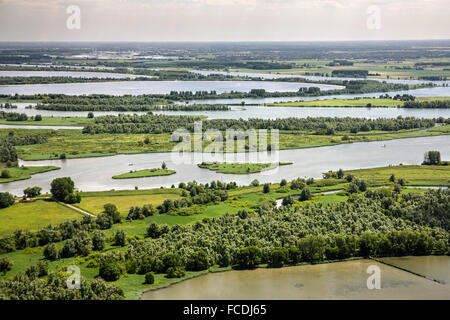 Niederlande, Werkendam, Biesbosch Nationalpark. Frisches Wasser Wattenmeer. Luftbild Stockfoto