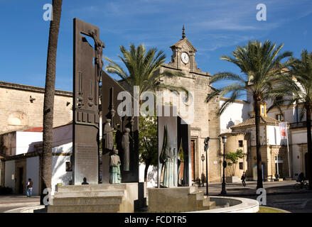 Skulptur und Fassade des Klosters von Santo Domingo Kirche, Jerez De La Frontera, Spanien Stockfoto