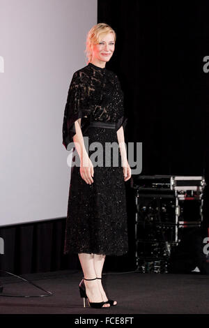 Tokio, Japan. 22. Januar 2016. Australische Schauspielerin Cate Blanchett besucht der Japan-Premiere für den Film '' Carol'' in Roppongi Hills am 22. Januar 2016, Tokio, Japan. Der Film erscheint am 11. Februar 2016 in den japanischen Kinos. Bildnachweis: Rodrigo Reyes Marin/AFLO/Alamy Live-Nachrichten Stockfoto