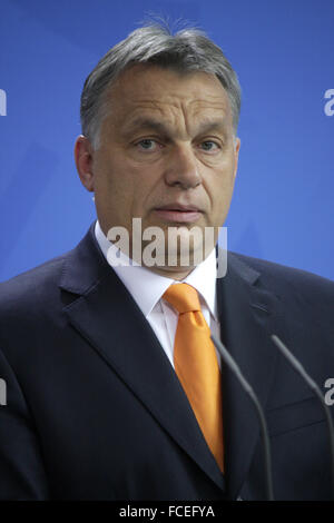 Viktor Orban - Treffen der dt. Bundeskanzlerin Mit Dem Ungarischen Ministerpraesidenten, Bundeskanzleramt, 8. Mai 2014, Berlin. Stockfoto