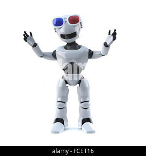 3D Rendering eines Roboters 3d Brille tragen. Stockfoto