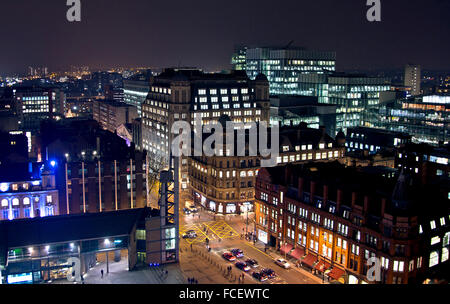 Manchester, bei Nacht, Stadtbild Stockfoto