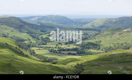 Blick über die eskdale Valley vom Hard Knott Pass, Lake District, Großbritannien Stockfoto