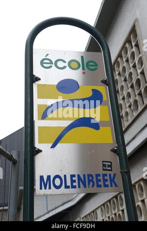 Straßenszene in Brüssel Molenbeek, 9. Januar 2016. Stockfoto