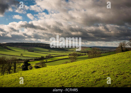 Blick vom Court Hill in der South Downs National Park in der Nähe von East Dean, West Sussex, UK Stockfoto