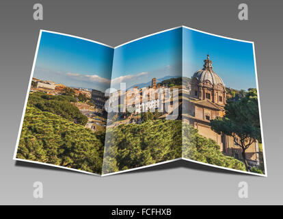 Blick auf das Forum Romanum, die Kirche Santi Luca e Martina und dem Kolosseum, Rom, Latium, Italien, Europa Stockfoto