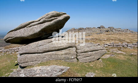 Am Belstone Tor, Dartmoor, Blick nach Norden Stockfoto