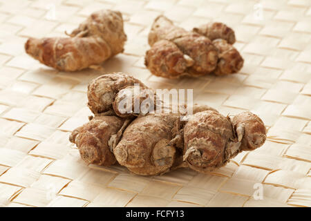 Frische aromatische Kencur Rhizome Stockfoto