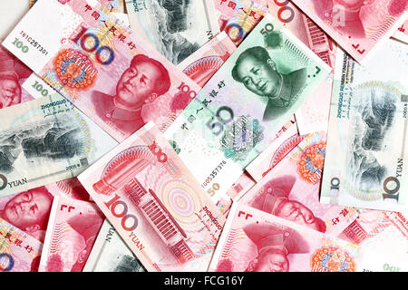 Chinesische Yuan Banknoten hautnah Stockfoto