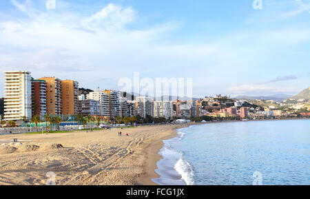 Strand von Malagueta in Malaga, Costa Del Sol, Spanien Stockfoto