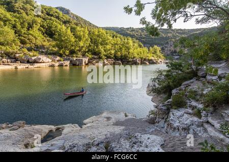 NATURSCHUTZGEBIET DER SCHLUCHTEN DER ARDÈCHE, ARDÈCHE (07), RHONE-ALPES, FRANKREICH Stockfoto