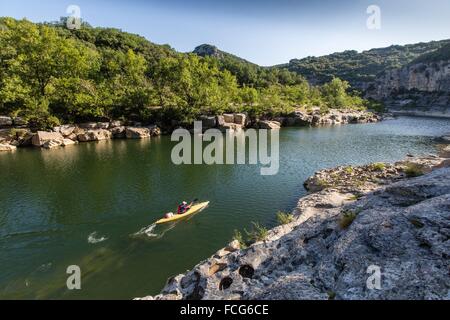 NATURSCHUTZGEBIET DER SCHLUCHTEN DER ARDÈCHE, ARDÈCHE (07), RHONE-ALPES, FRANKREICH Stockfoto
