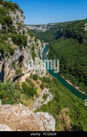 NATURSCHUTZGEBIET DER SCHLUCHTEN DER ARDÈCHE, ARDÈCHE (07), RHONE-ALPES, FRANKREICH Stockfoto