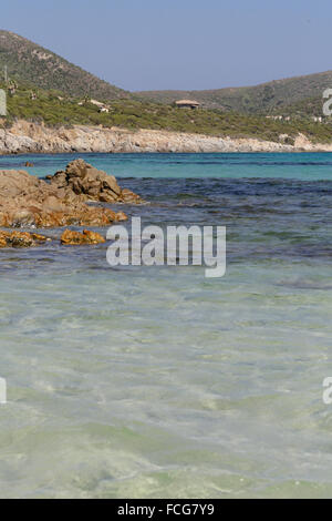Blick von der wunderbaren Strand von Spiaggia di Tuerredda, Sardinien Stockfoto