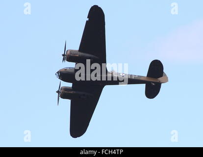 Die vor kurzem restaurierte Bristol Blenheim (G-BPIV/L6739) zeigt auf Schottlands nationale Airshow im Osten Fortune. Stockfoto