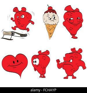Bunte Vektor Illustration Sammlung von Cartoon Herzen. Stock Vektor