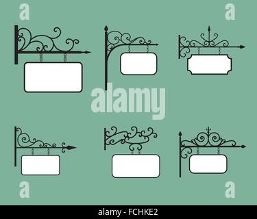 Editierbare hängende Zeichen und Banner im Vintage-Stil, Vektor Stock Vektor