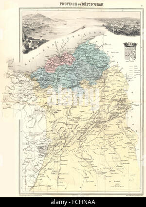 Algerien: Provinz de Oran. Vuillemin, 1903 Antike Landkarte. Stockfoto