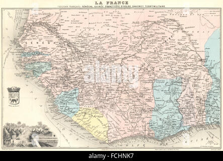 W-Afrika AFRIQUE:Mali Sénégal Guinée Soudan Française; Côte D'Ivoire 1903 Karte Stockfoto