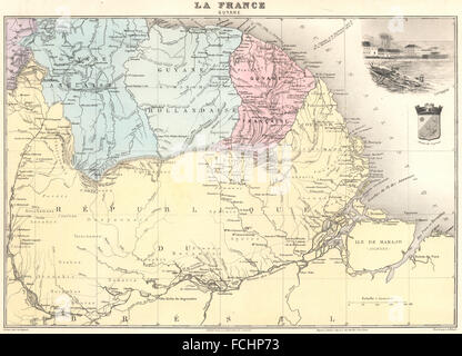 GUYANA: Guyane. Cayenne. Vuillemin, 1903 Antike Landkarte. Stockfoto