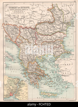 Türkei IN Europa: Balkan Griechenland Roumelia. Konstantinopel (Istanbul), 1891-Karte Stockfoto